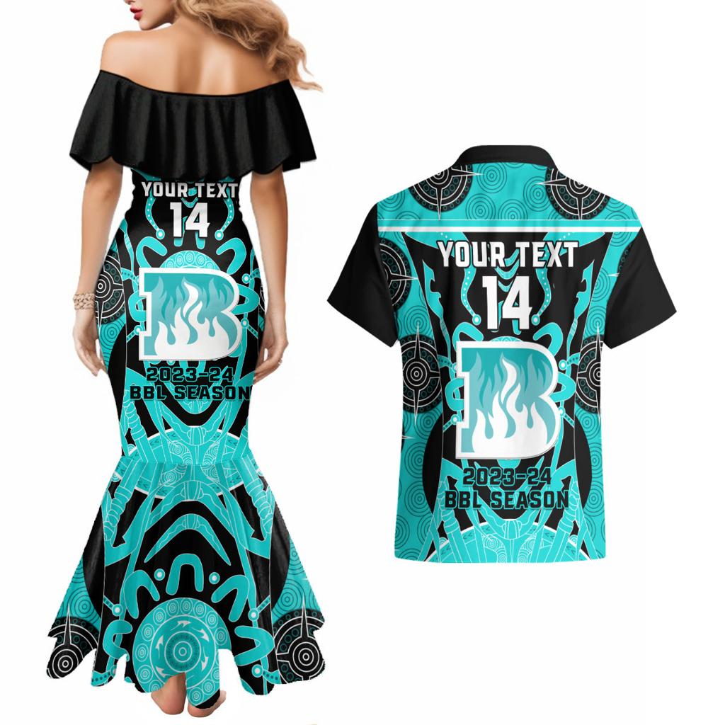 Custom Brisbane Heat Couples Matching Mermaid Dress and Hawaiian Shirt We Are The Champions Aboriginal Art