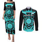 Custom Brisbane Heat Couples Matching Puletasi and Long Sleeve Button Shirt We Are The Champions Aboriginal Art
