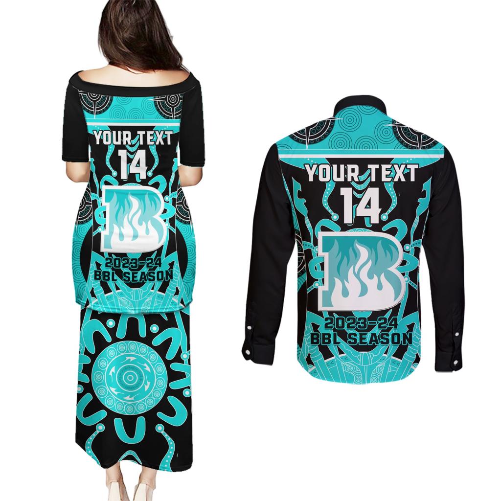Custom Brisbane Heat Couples Matching Puletasi and Long Sleeve Button Shirt We Are The Champions Aboriginal Art