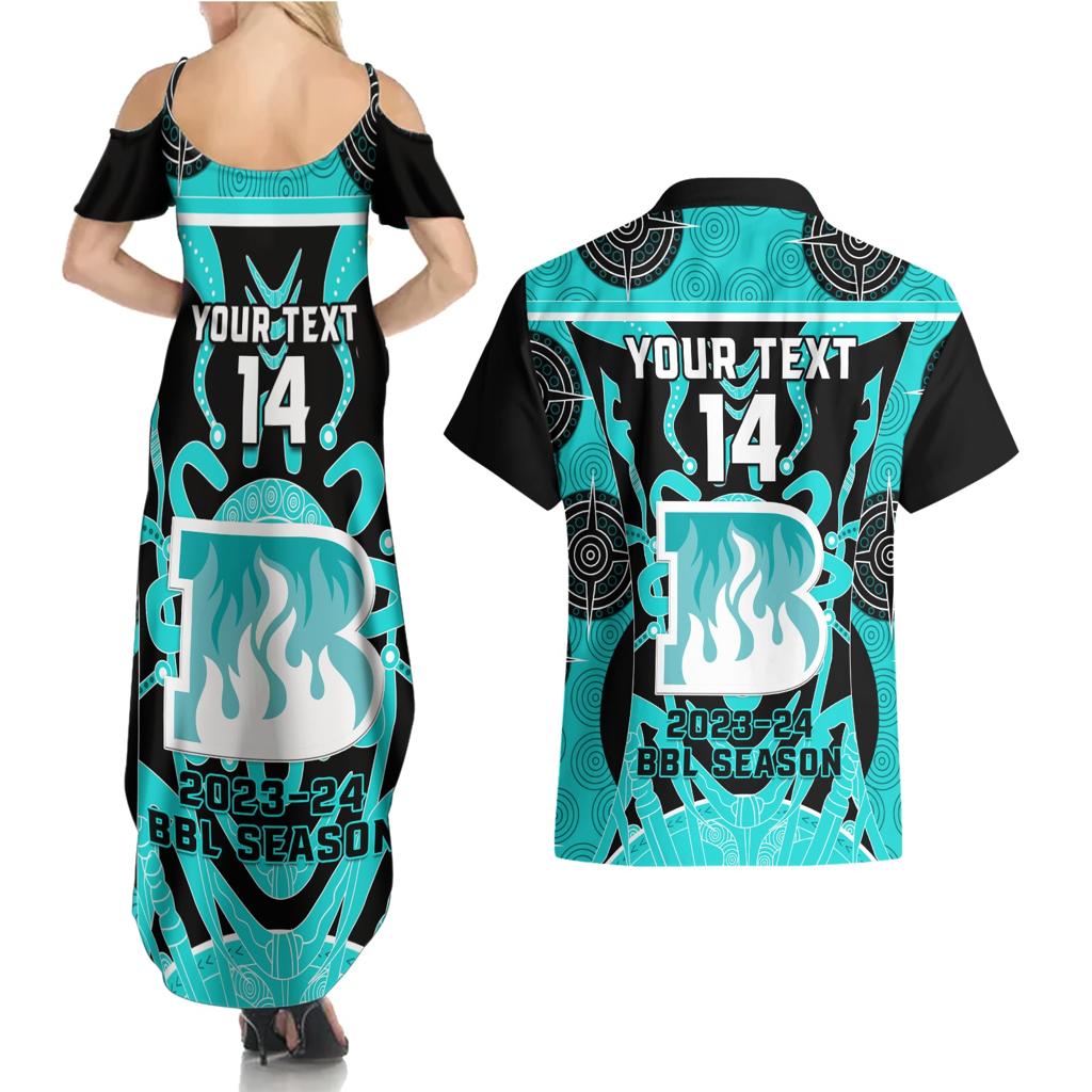 Custom Brisbane Heat Couples Matching Summer Maxi Dress and Hawaiian Shirt We Are The Champions Aboriginal Art