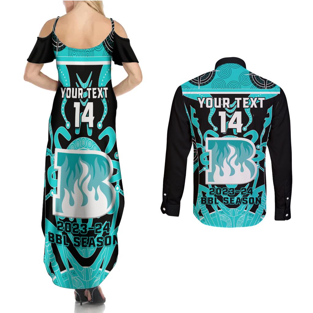 Custom Brisbane Heat Couples Matching Summer Maxi Dress and Long Sleeve Button Shirt We Are The Champions Aboriginal Art