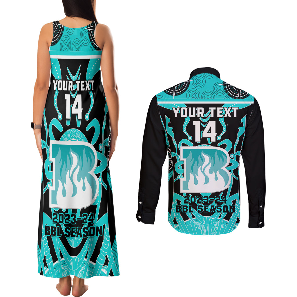 Custom Brisbane Heat Couples Matching Tank Maxi Dress and Long Sleeve Button Shirt We Are The Champions Aboriginal Art