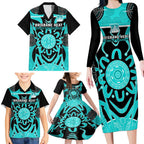 Custom Brisbane Heat Family Matching Long Sleeve Bodycon Dress and Hawaiian Shirt We Are The Champions Aboriginal Art