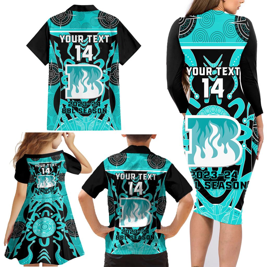 Custom Brisbane Heat Family Matching Long Sleeve Bodycon Dress and Hawaiian Shirt We Are The Champions Aboriginal Art