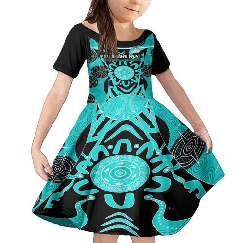 Custom Brisbane Heat Family Matching Mermaid Dress and Hawaiian Shirt We Are The Champions Aboriginal Art