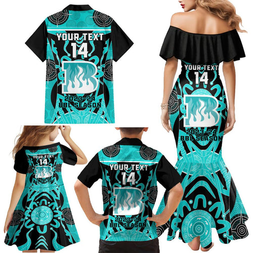 Custom Brisbane Heat Family Matching Mermaid Dress and Hawaiian Shirt We Are The Champions Aboriginal Art