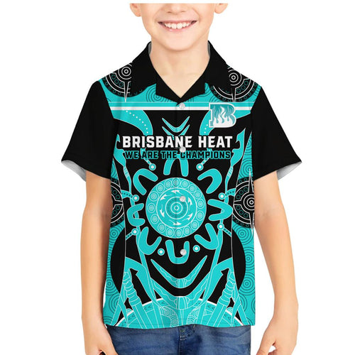 Custom Brisbane Heat Family Matching Mermaid Dress and Hawaiian Shirt We Are The Champions Aboriginal Art