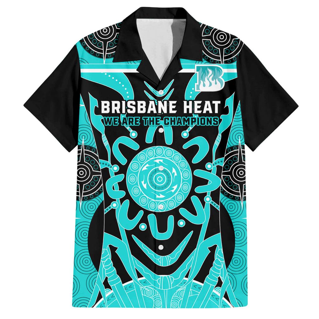 Custom Brisbane Heat Family Matching Off Shoulder Maxi Dress and Hawaiian Shirt We Are The Champions Aboriginal Art