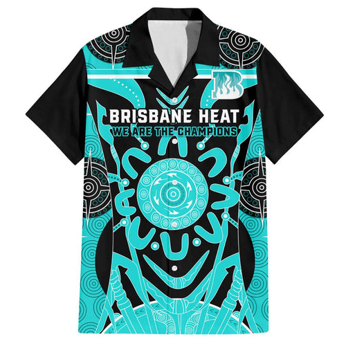 Custom Brisbane Heat Family Matching Off Shoulder Maxi Dress and Hawaiian Shirt We Are The Champions Aboriginal Art