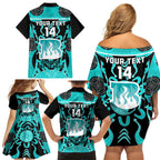 Custom Brisbane Heat Family Matching Off Shoulder Short Dress and Hawaiian Shirt We Are The Champions Aboriginal Art