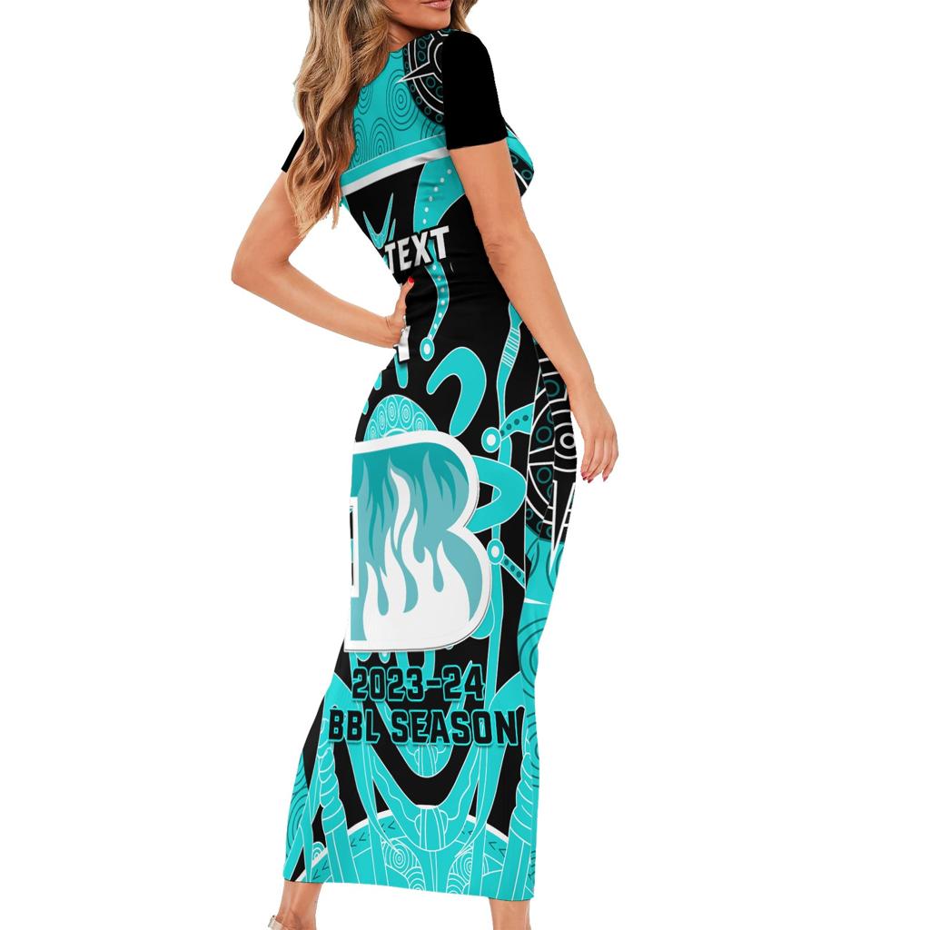 Custom Brisbane Heat Family Matching Short Sleeve Bodycon Dress and Hawaiian Shirt We Are The Champions Aboriginal Art