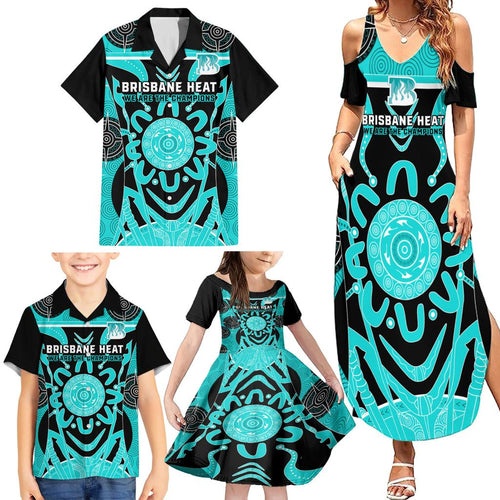 Custom Brisbane Heat Family Matching Summer Maxi Dress and Hawaiian Shirt We Are The Champions Aboriginal Art