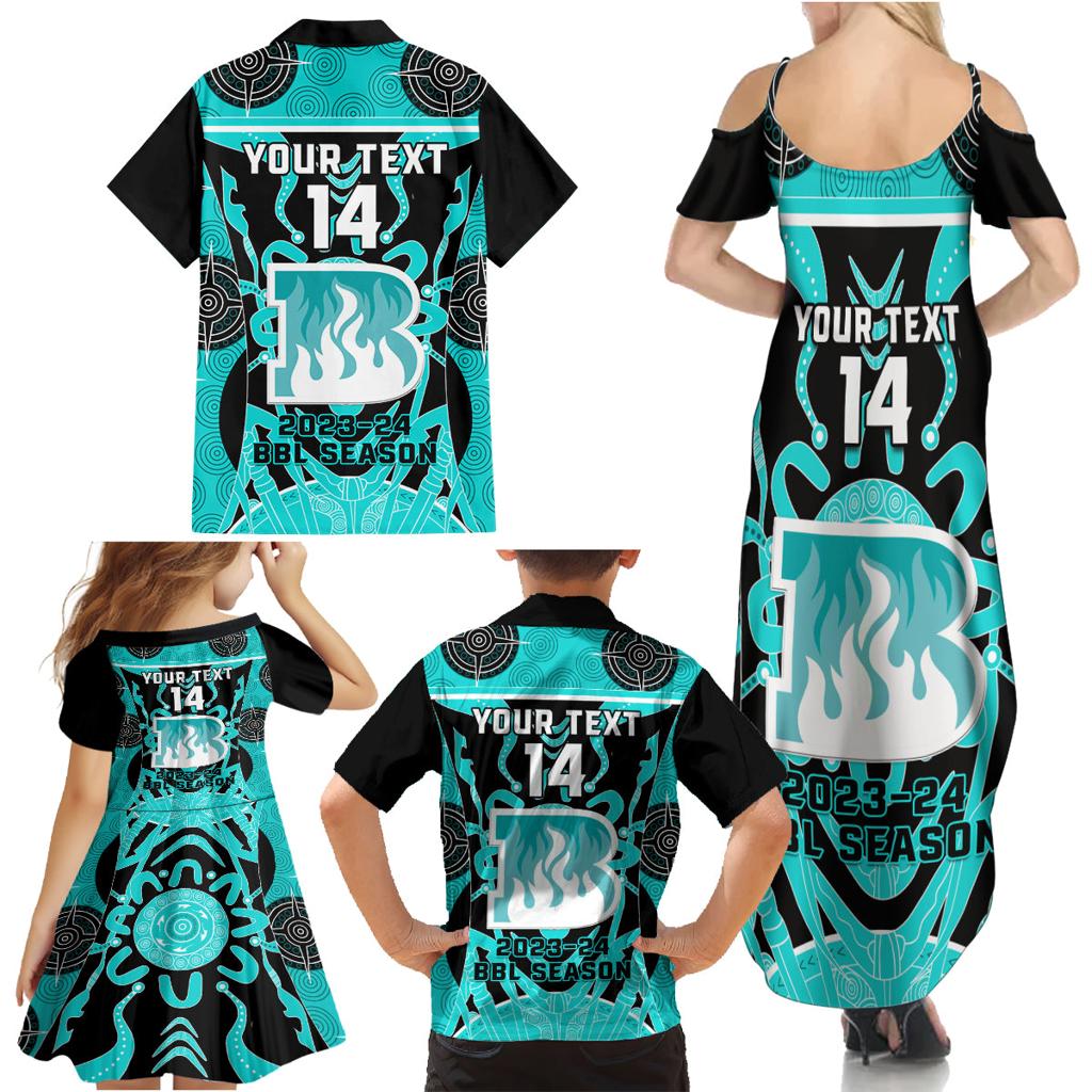 Custom Brisbane Heat Family Matching Summer Maxi Dress and Hawaiian Shirt We Are The Champions Aboriginal Art