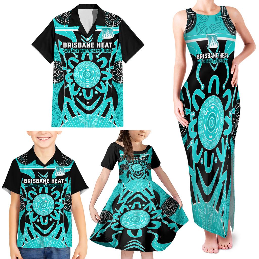 Custom Brisbane Heat Family Matching Tank Maxi Dress and Hawaiian Shirt We Are The Champions Aboriginal Art