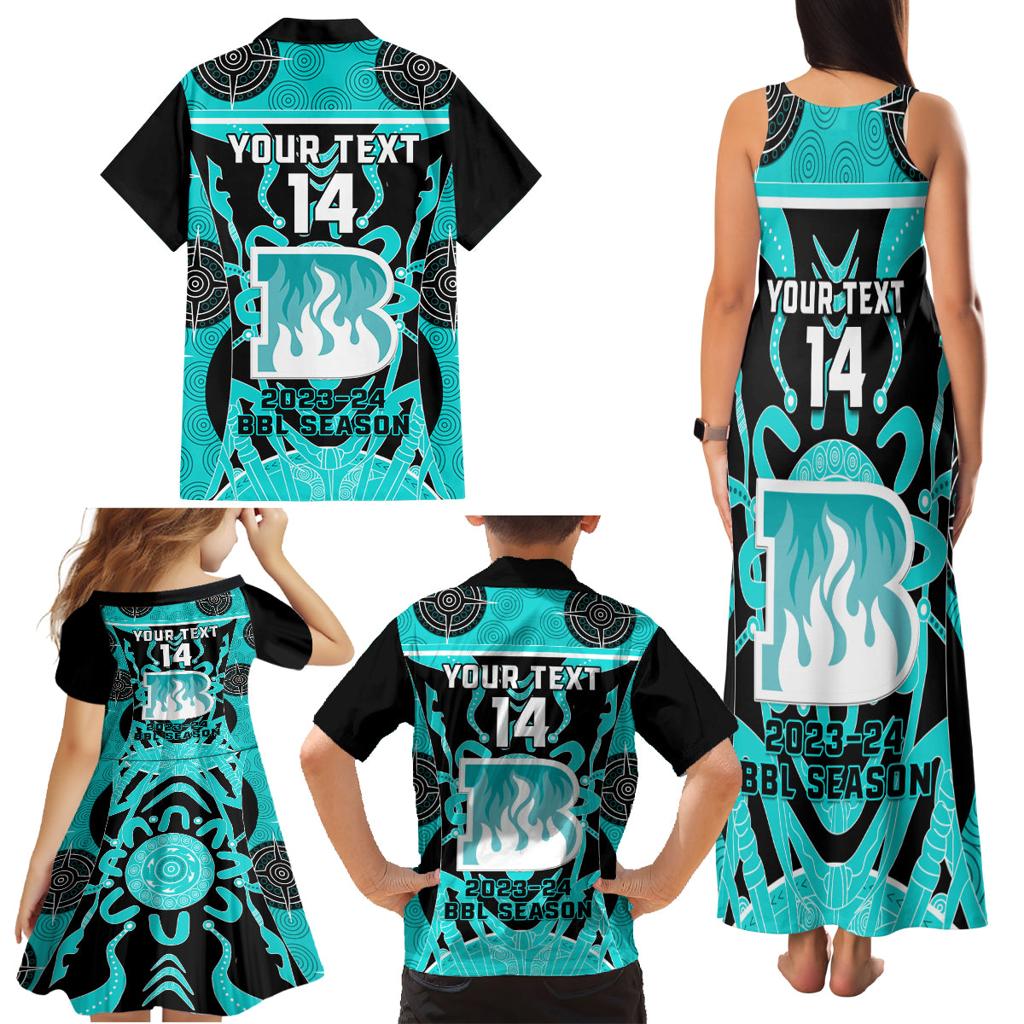 Custom Brisbane Heat Family Matching Tank Maxi Dress and Hawaiian Shirt We Are The Champions Aboriginal Art