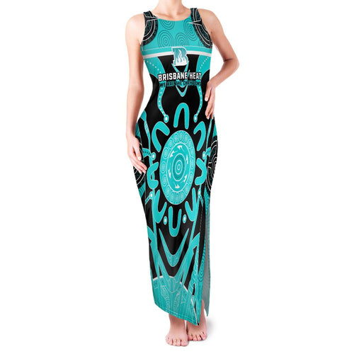 Custom Brisbane Heat Family Matching Tank Maxi Dress and Hawaiian Shirt We Are The Champions Aboriginal Art