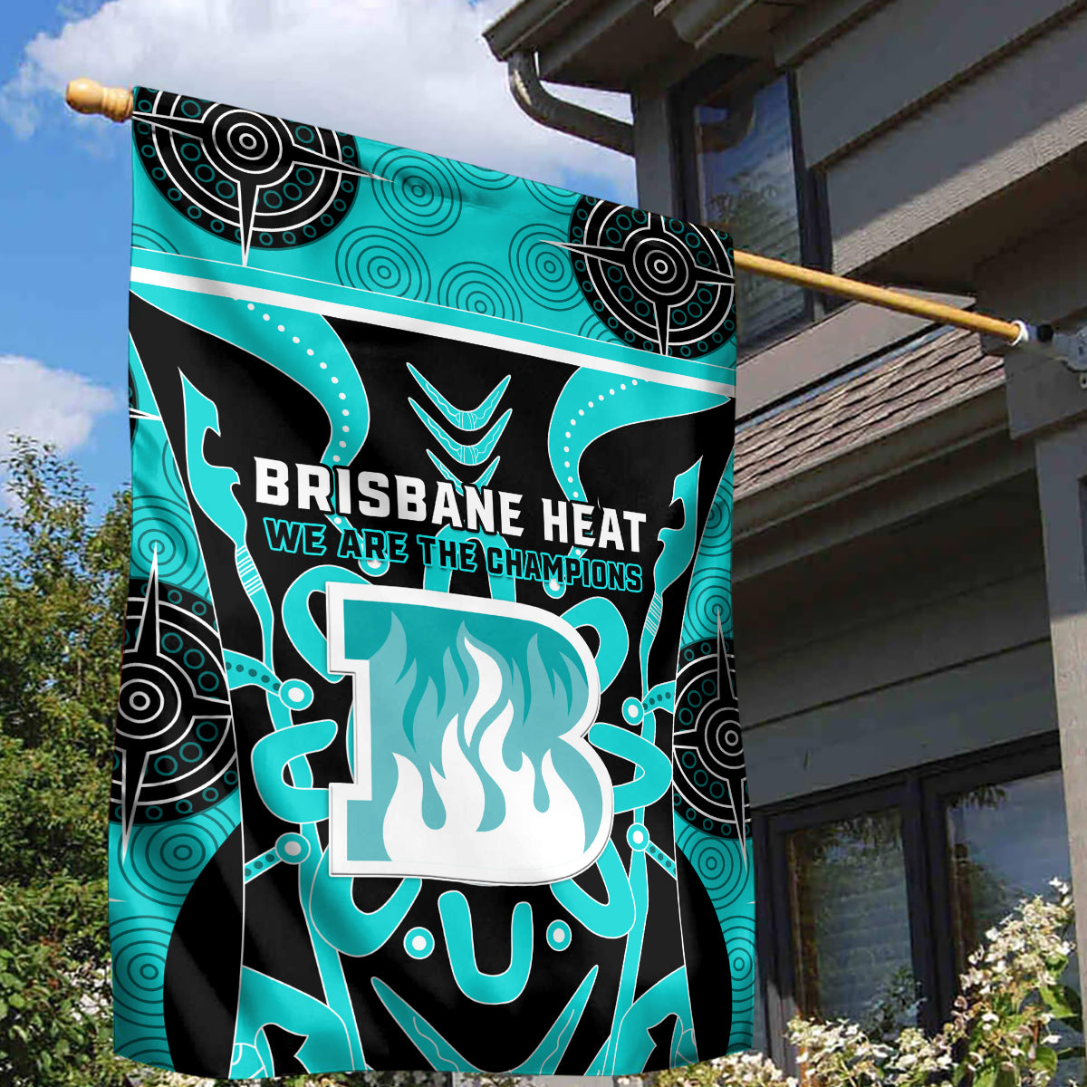Custom Brisbane Heat Garden Flag We Are The Champions Aboriginal Art