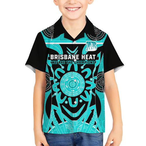 Custom Brisbane Heat Kid Hawaiian Shirt We Are The Champions Aboriginal Art