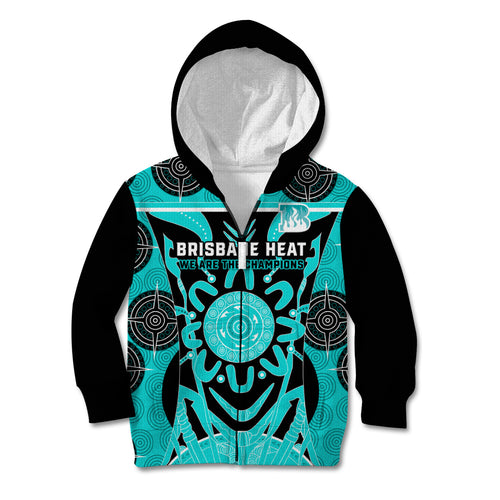 Custom Brisbane Heat Kid Hoodie We Are The Champions Aboriginal Art