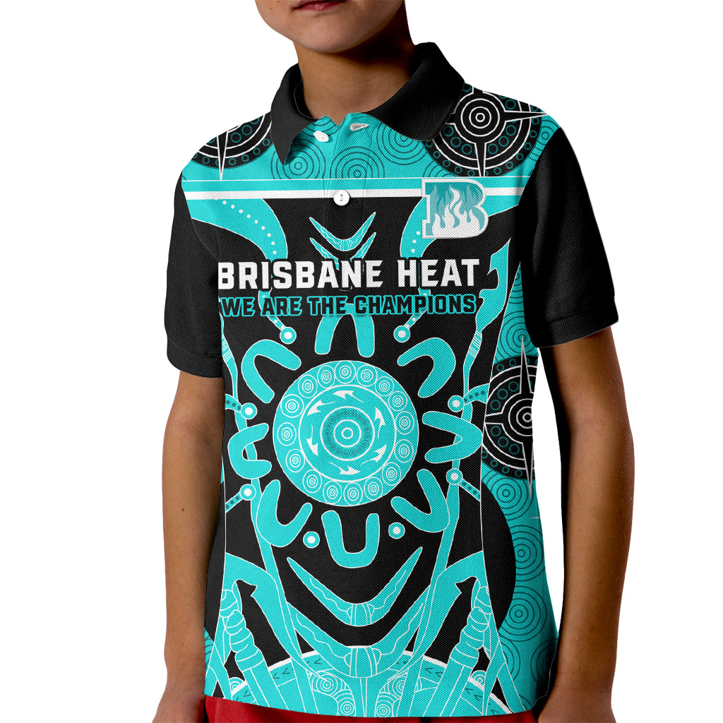 Custom Brisbane Heat Kid Polo Shirt We Are The Champions Aboriginal Art