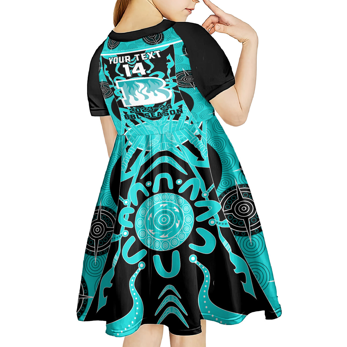 Custom Brisbane Heat Kid Short Sleeve Dress We Are The Champions Aboriginal Art