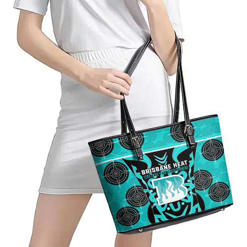 Custom Brisbane Heat Leather Tote Bag We Are The Champions Aboriginal Art