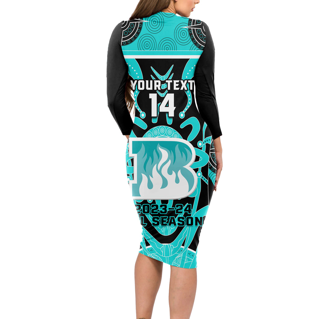 Custom Brisbane Heat Long Sleeve Bodycon Dress We Are The Champions Aboriginal Art