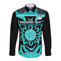 Custom Brisbane Heat Long Sleeve Button Shirt We Are The Champions Aboriginal Art