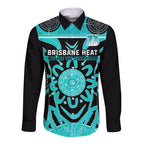 Custom Brisbane Heat Long Sleeve Button Shirt We Are The Champions Aboriginal Art