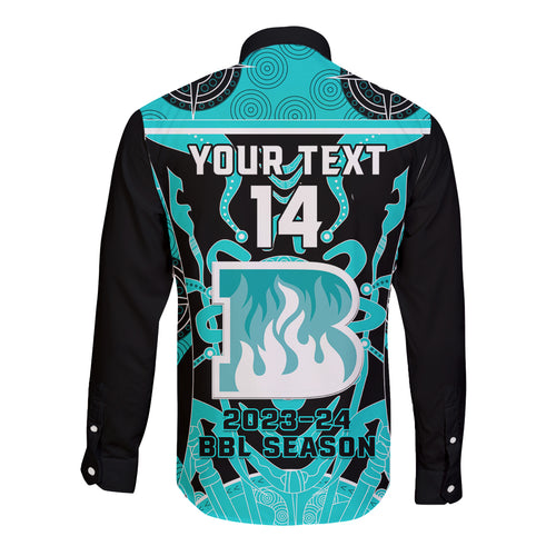 Custom Brisbane Heat Long Sleeve Button Shirt We Are The Champions Aboriginal Art