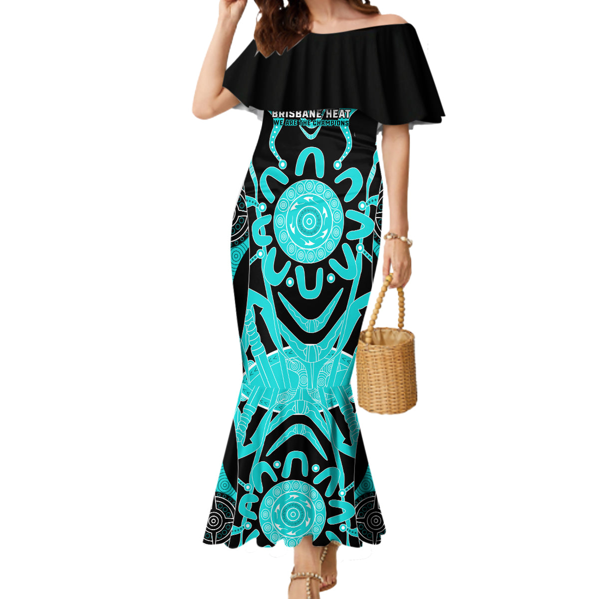 Custom Brisbane Heat Mermaid Dress We Are The Champions Aboriginal Art
