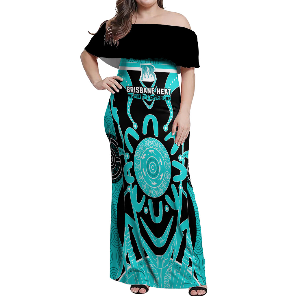 Custom Brisbane Heat Off Shoulder Maxi Dress We Are The Champions Aboriginal Art