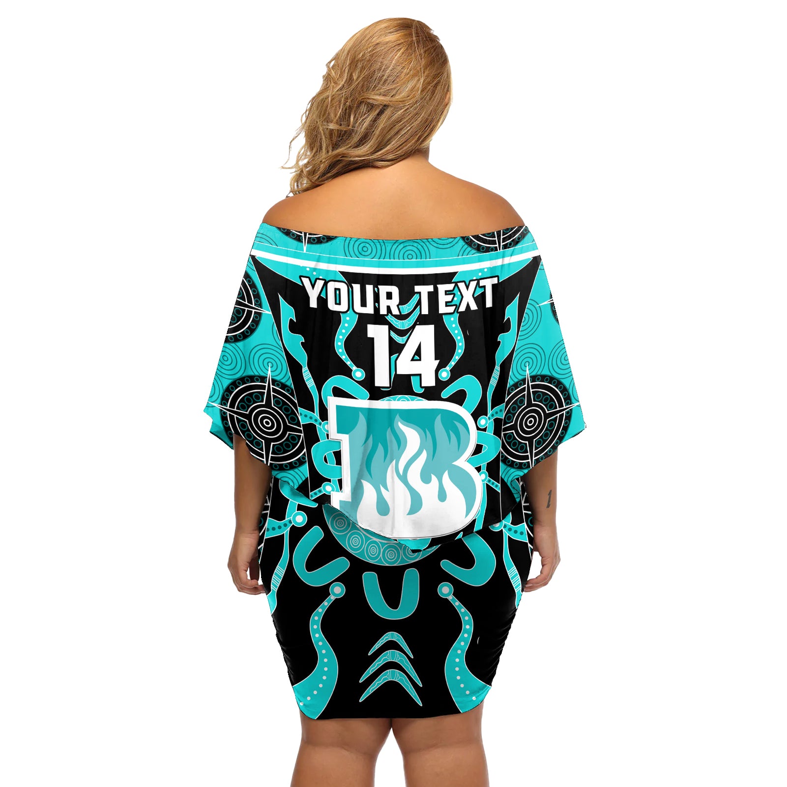 Custom Brisbane Heat Off Shoulder Short Dress We Are The Champions Aboriginal Art