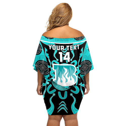 Custom Brisbane Heat Off Shoulder Short Dress We Are The Champions Aboriginal Art