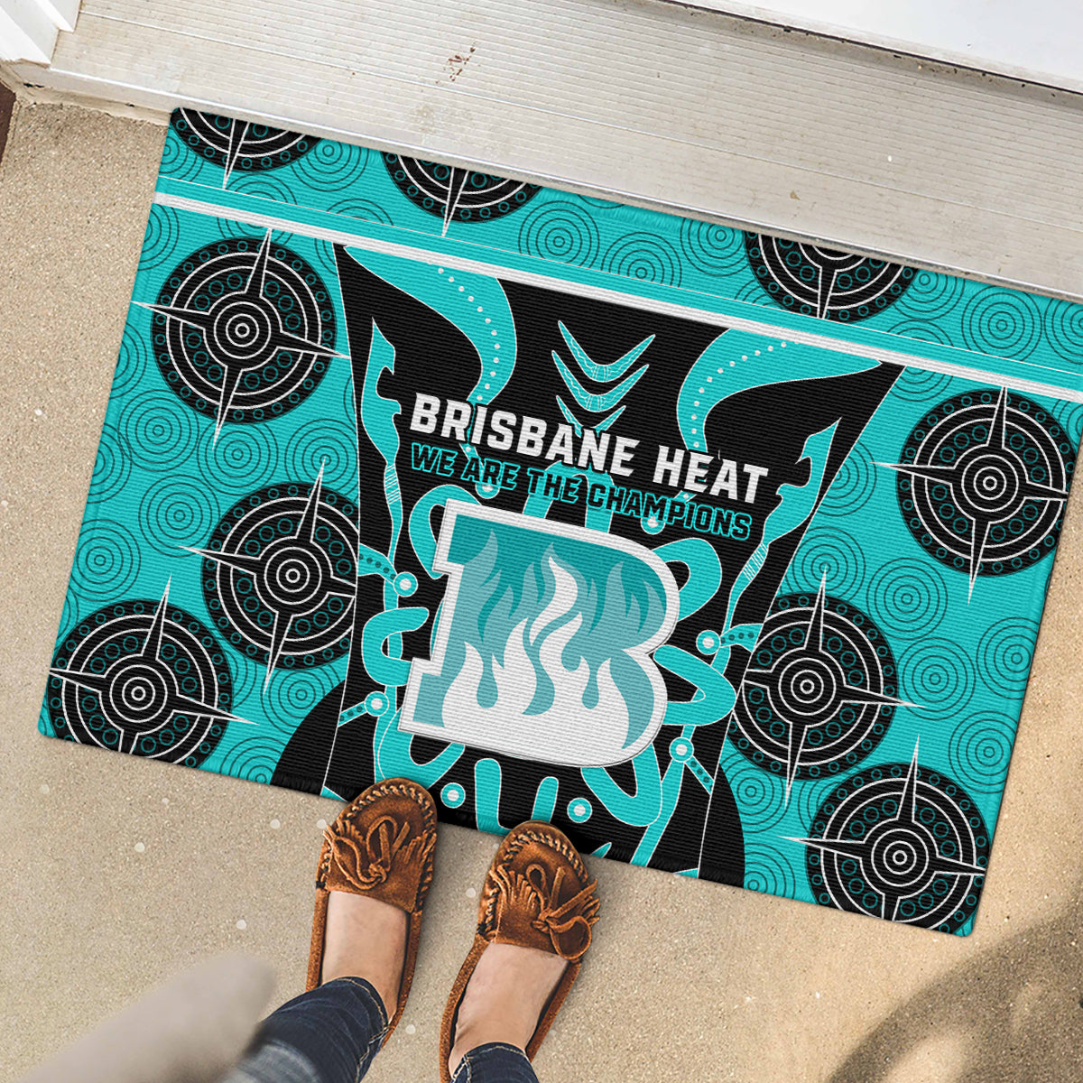 Custom Brisbane Heat Rubber Doormat We Are The Champions Aboriginal Art