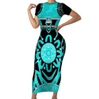 Custom Brisbane Heat Short Sleeve Bodycon Dress We Are The Champions Aboriginal Art