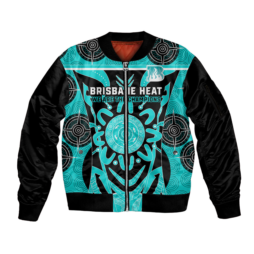 Custom Brisbane Heat Sleeve Zip Bomber Jacket We Are The Champions Aboriginal Art