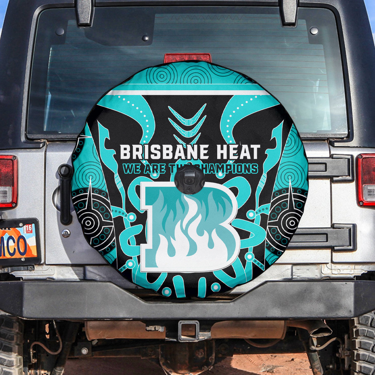 Custom Brisbane Heat Spare Tire Cover We Are The Champions Aboriginal Art
