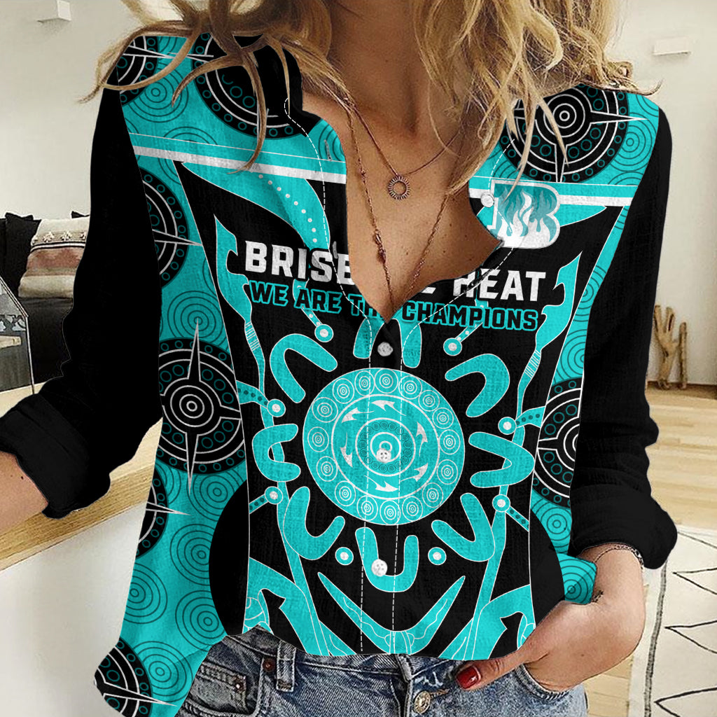 Custom Brisbane Heat Women Casual Shirt We Are The Champions Aboriginal Art