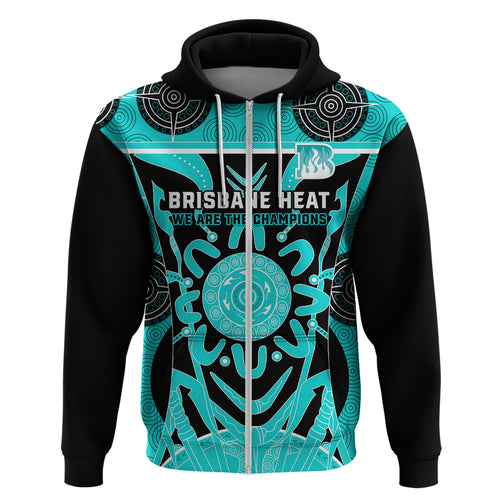 Custom Brisbane Heat Zip Hoodie We Are The Champions Aboriginal Art
