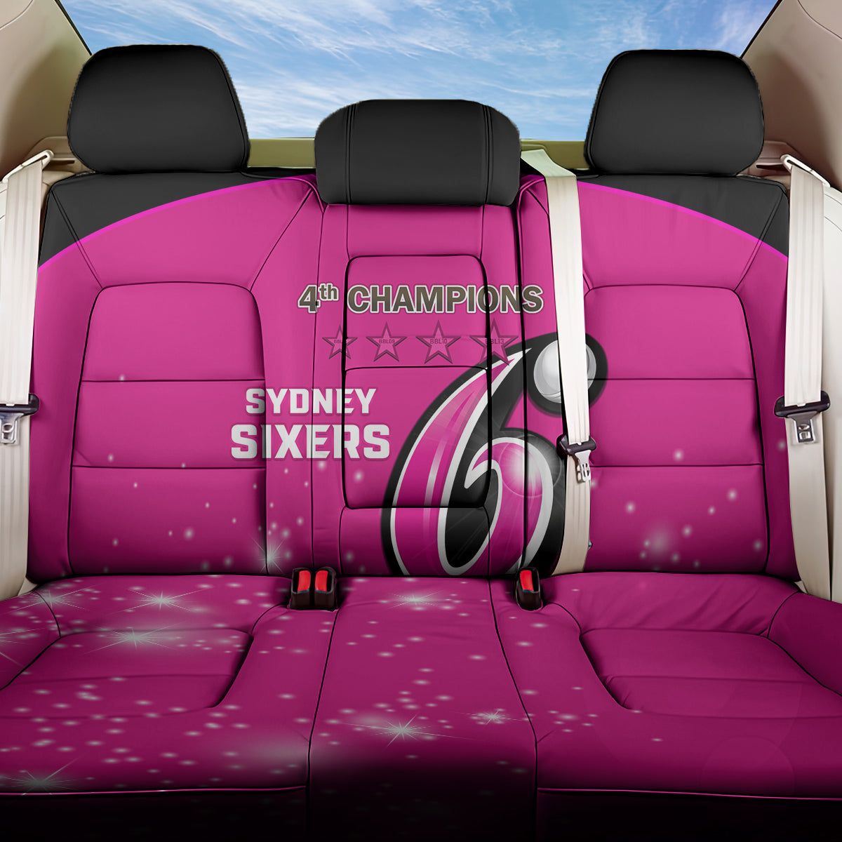 Personalised BBL Sydney Sixers Back Car Seat Cover 4th Champions 2024 New History