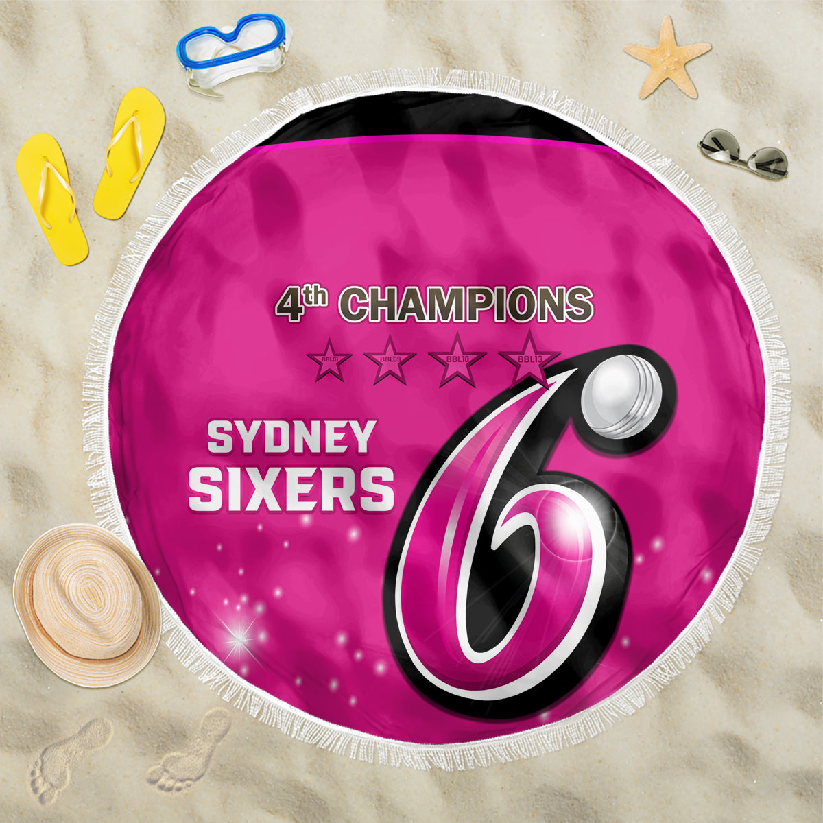 Personalised BBL Sydney Sixers Beach Blanket 4th Champions 2024 New History