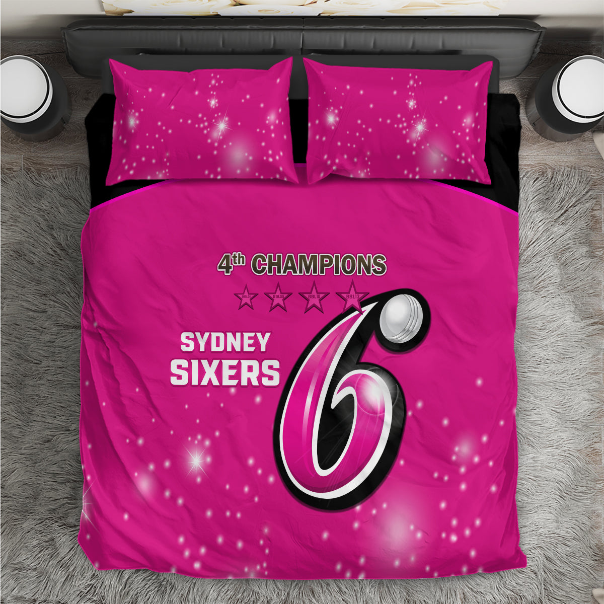 Personalised BBL Sydney Sixers Bedding Set 4th Champions 2024 New History