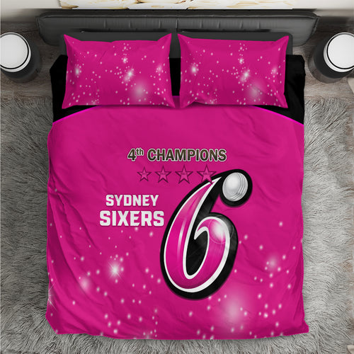 Personalised BBL Sydney Sixers Bedding Set 4th Champions 2024 New History