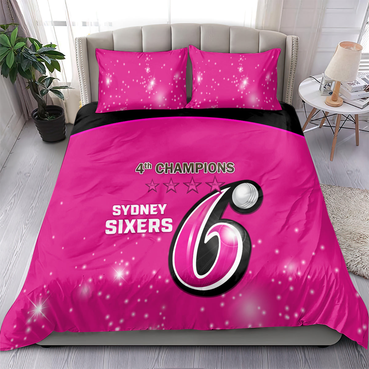 Personalised BBL Sydney Sixers Bedding Set 4th Champions 2024 New History