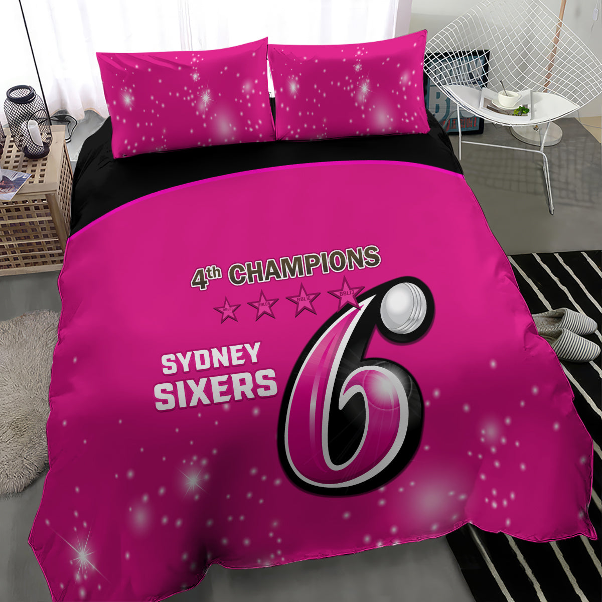 Personalised BBL Sydney Sixers Bedding Set 4th Champions 2024 New History