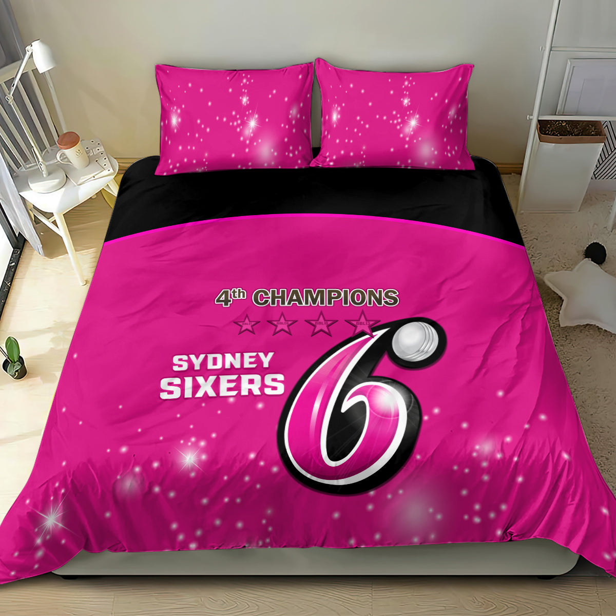 Personalised BBL Sydney Sixers Bedding Set 4th Champions 2024 New History