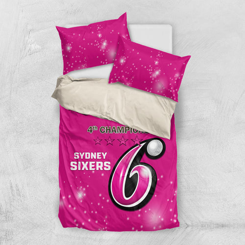 Personalised BBL Sydney Sixers Bedding Set 4th Champions 2024 New History
