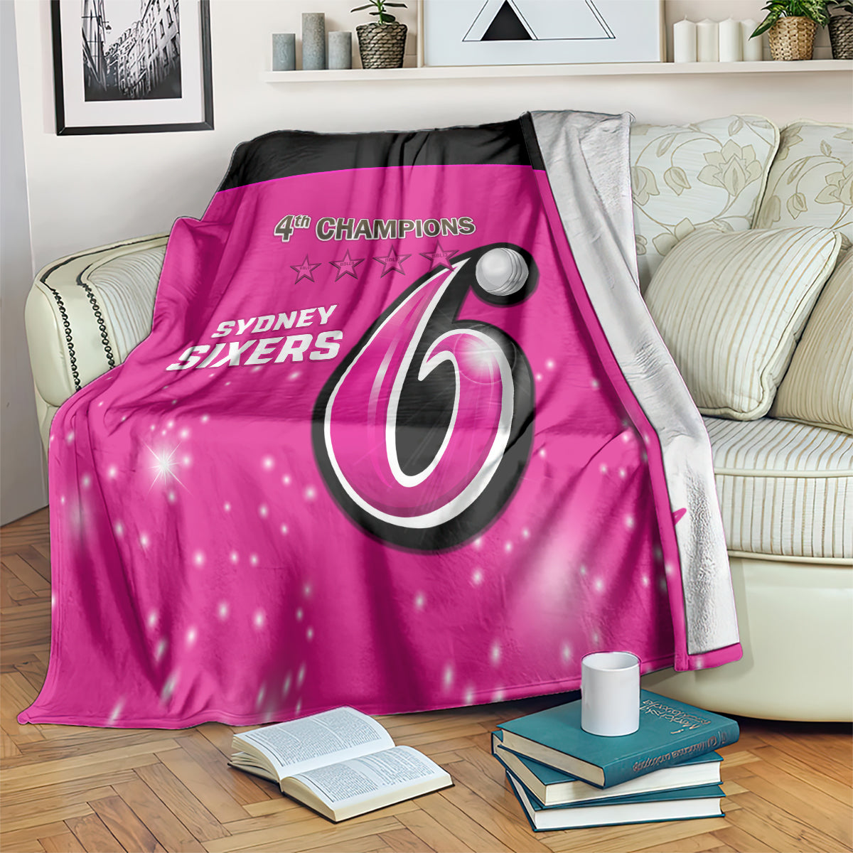 Personalised BBL Sydney Sixers Blanket 4th Champions 2024 New History