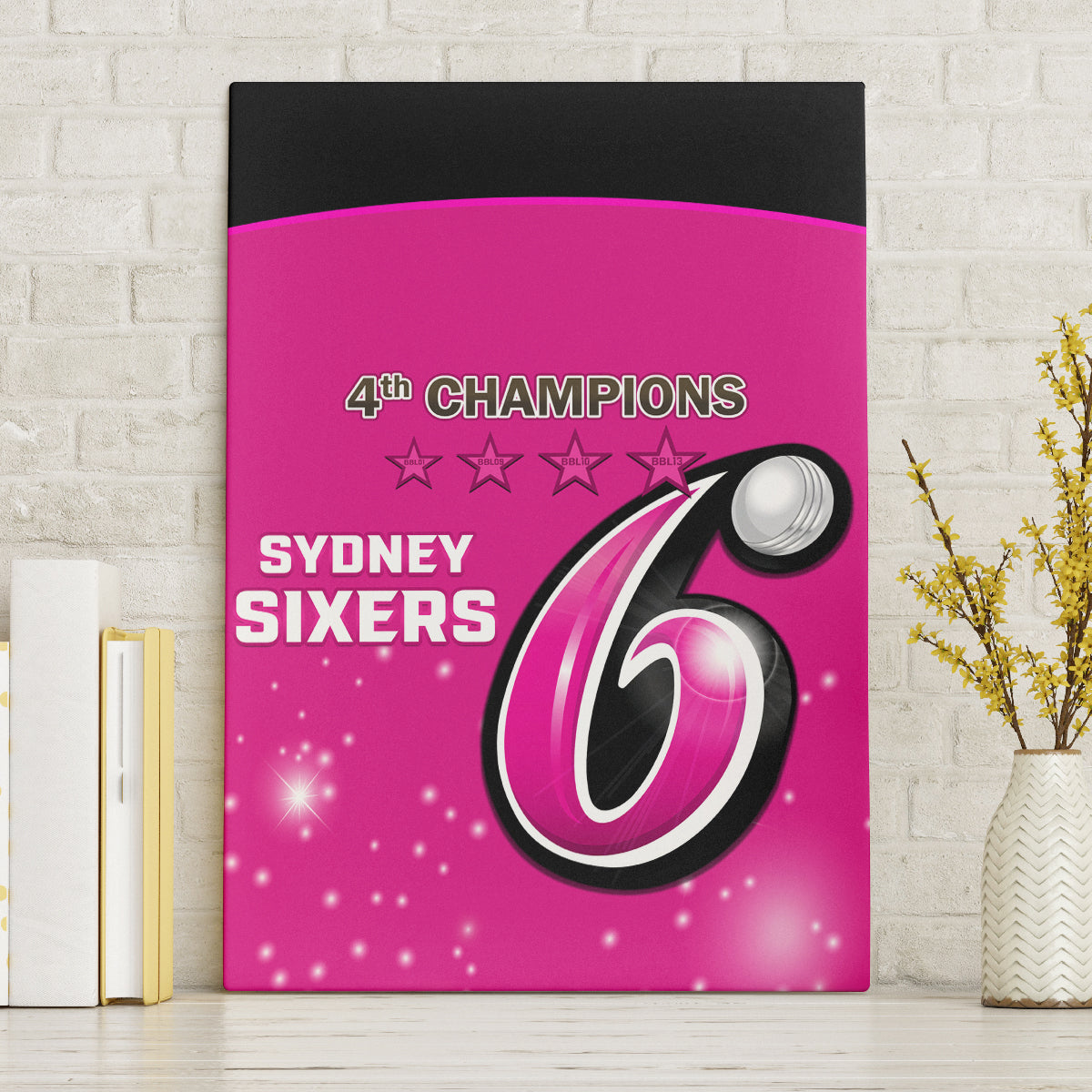 Personalised BBL Sydney Sixers Canvas Wall Art 4th Champions 2024 New History